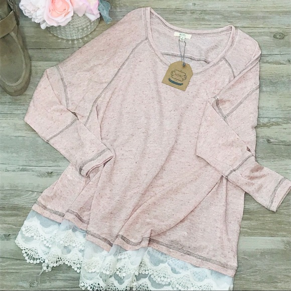 Blush Pink Tunic Top Embroidered Trim - Picture 3 of 7